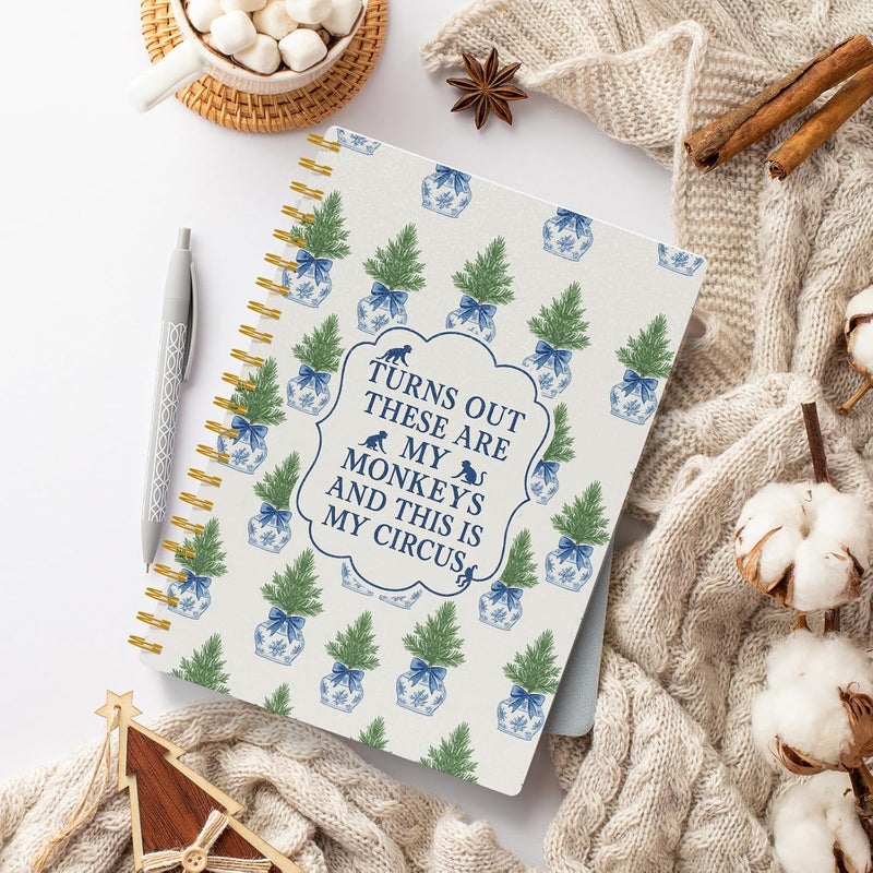 EKGJW Funny Notebooks for Work,Blue Chinoiserie Monkey Quote Journal, Funny Boss Day Gifts, Boss Gifts for Men Women, Funny Gifts for Boss, Boss Office Decor, Spiral Notebook 5.5x8.3 Inch - Image 3